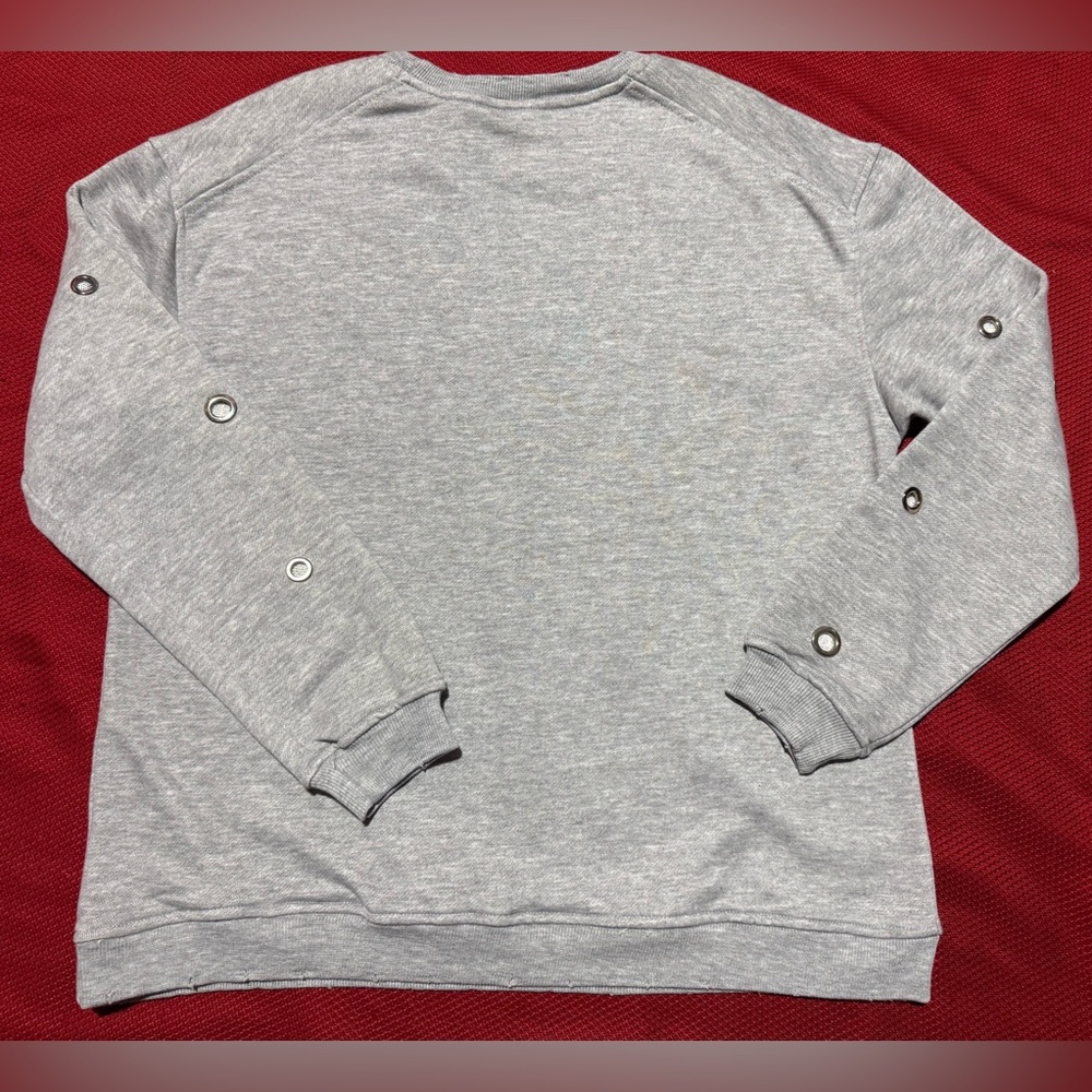 Jolie Heather Gray Sweatshirt with Metallic Rings - Picture 5 of 5